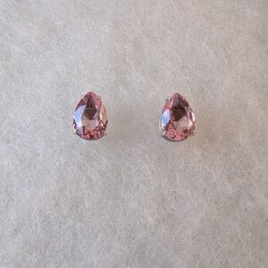 Swarovski Gema Pink Teardrop Crystal Stud Earrings